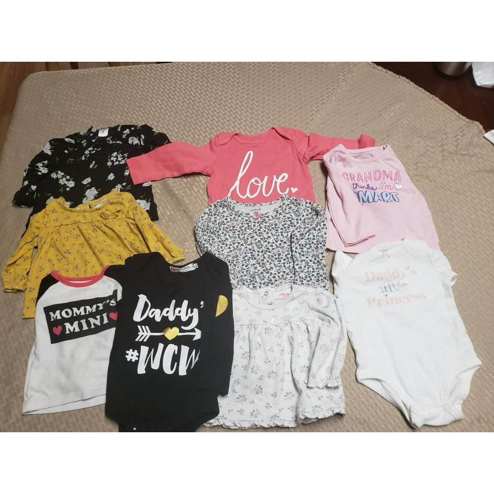 Carters baby girl 6-9month shirt lot of 9